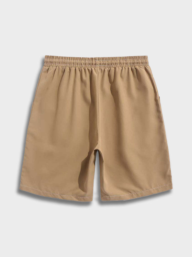 BLACK T-SHIRT AND KHAKI SHORTS SET IN SOFT COTTON BLEND