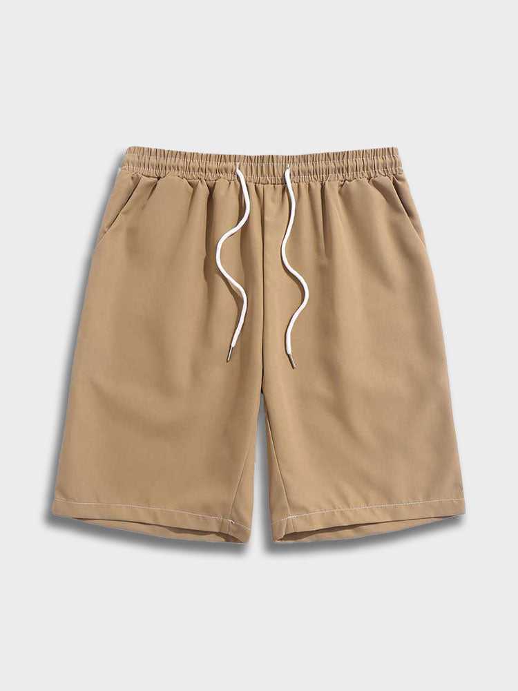 BLACK T-SHIRT AND KHAKI SHORTS SET IN SOFT COTTON BLEND