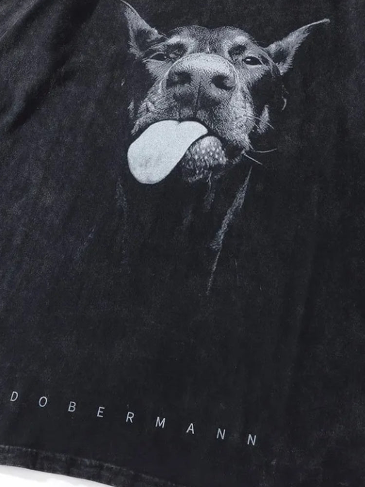 BLACK T-SHIRT DOBERMAN TONGUE TEE