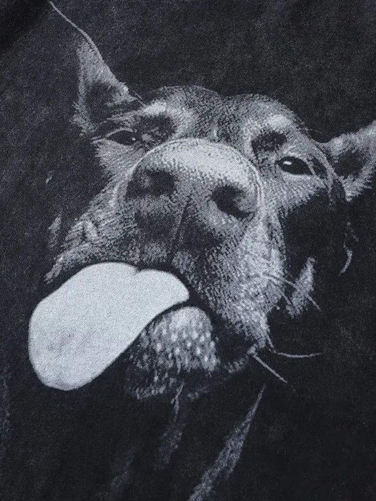 BLACK T-SHIRT DOBERMAN TONGUE TEE