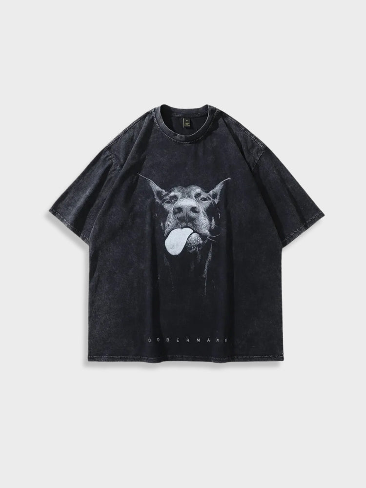 BLACK T-SHIRT DOBERMAN TONGUE TEE