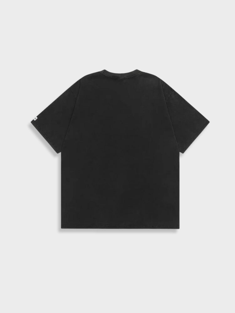 BLACK T-SHIRT WITH BASEBALL GRAPHIC VINTAGE HALL FAME TEE