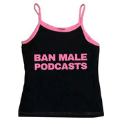 BLACK TANK TOP WITH PINK TRIM FOR WOMEN