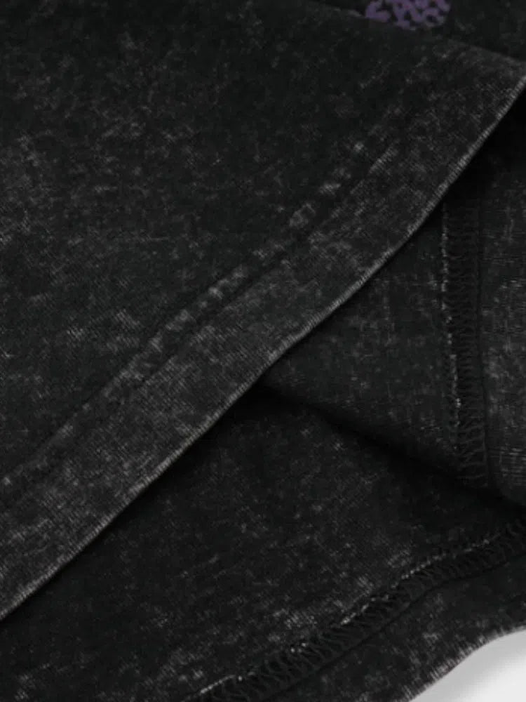 BLACK THERMAL IMAGE T-SHIRT FEATURING DISTRESSED FACE DESIGN