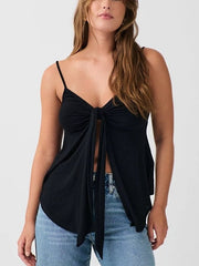BLACK TIE-FRONT CAMISOLE SLIM FIT BLACK SLIM FIT CAMI