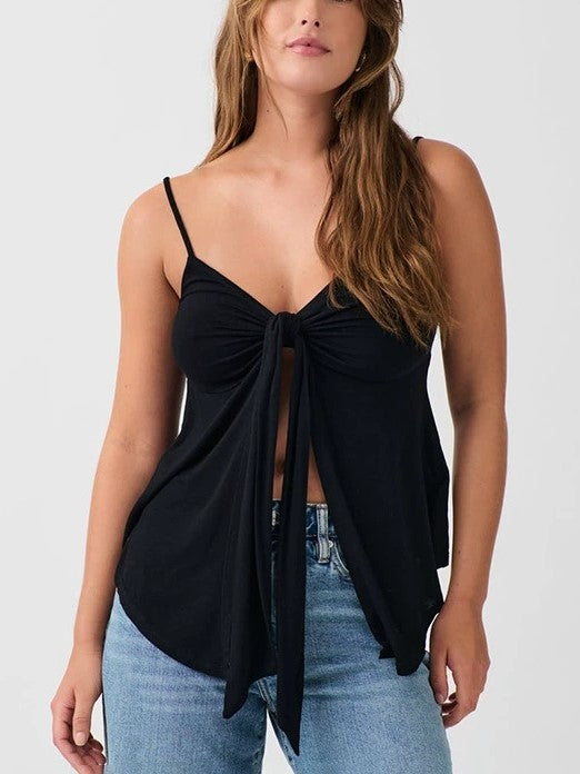 BLACK TIE-FRONT CAMISOLE SLIM FIT BLACK SLIM FIT CAMI