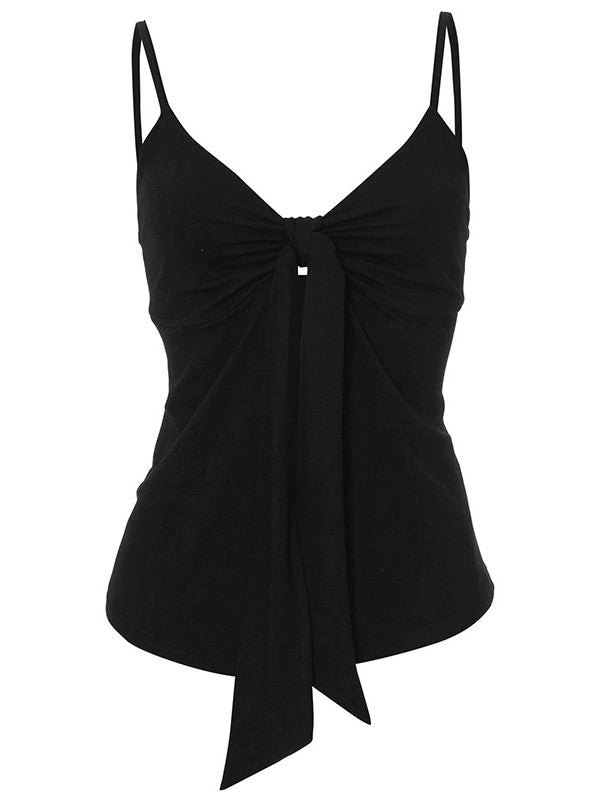 BLACK TIE-FRONT CAMISOLE SLIM FIT BLACK SLIM FIT CAMI