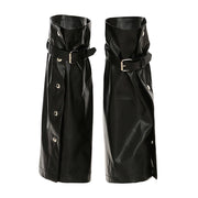 BLACK VEGAN LEATHER LEG WARMERS PAIR