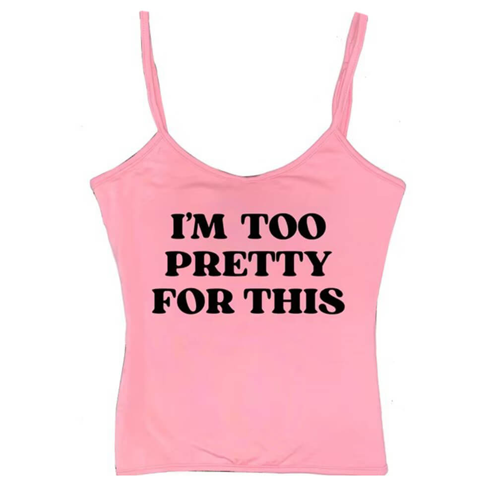 BLACK Y2K TANK TOP WITH PINK TEXT