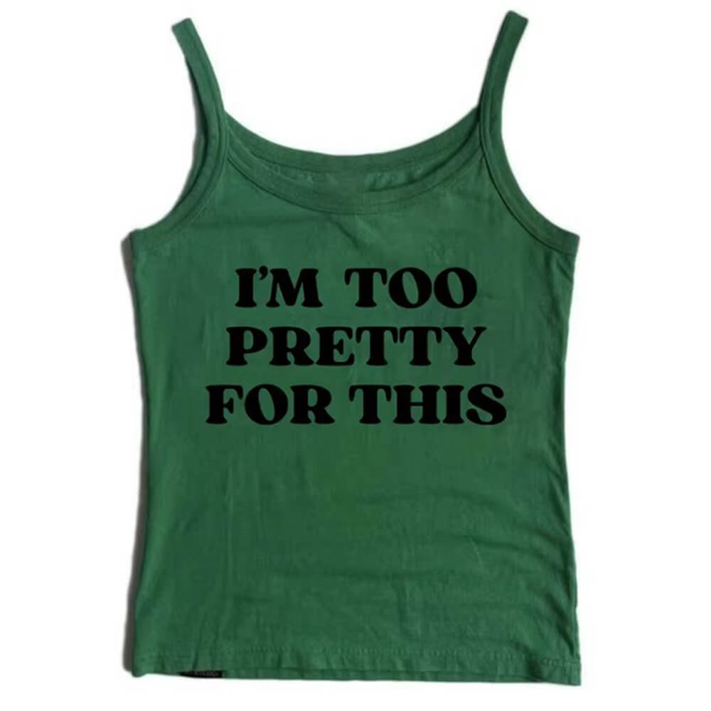 BLACK Y2K TANK TOP WITH PINK TEXT