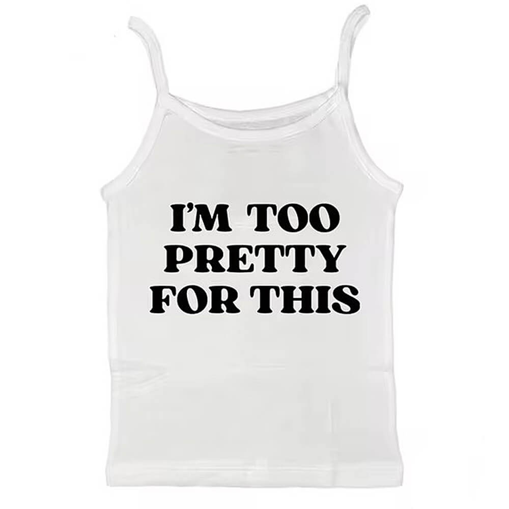 BLACK Y2K TANK TOP WITH PINK TEXT