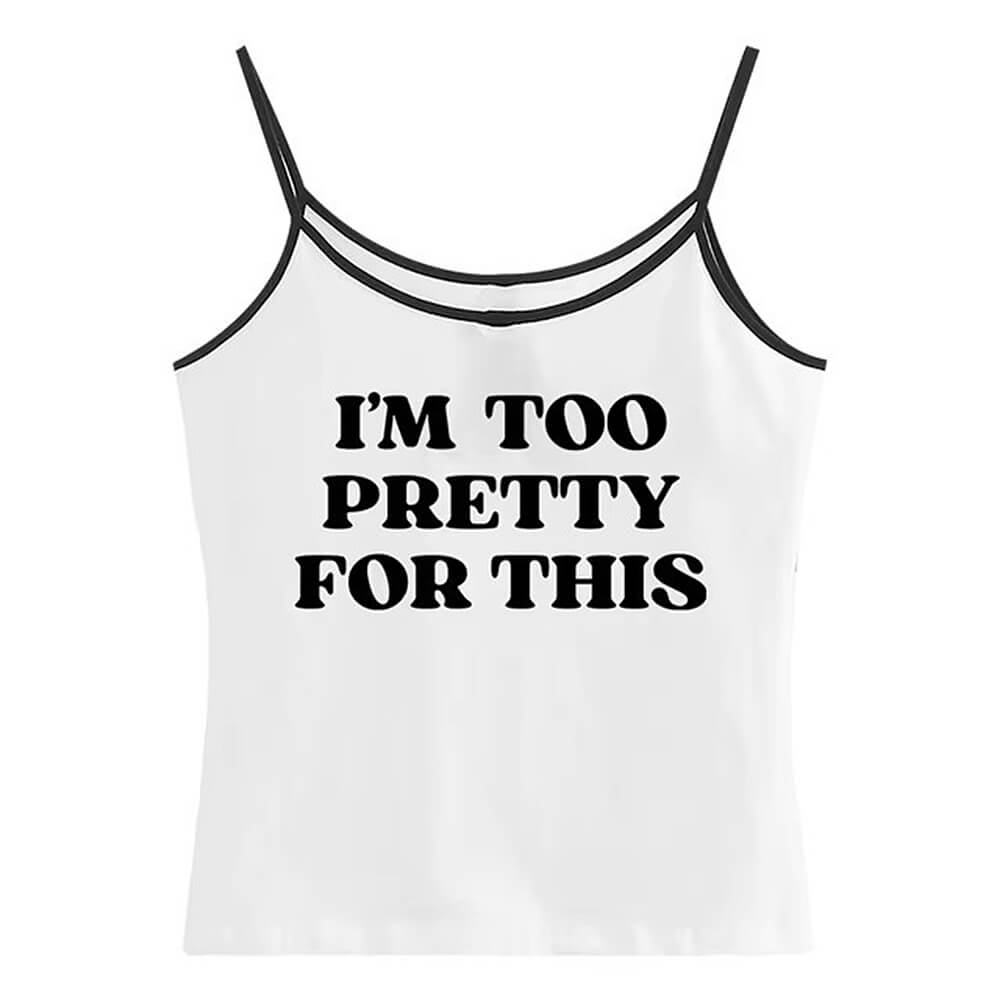 BLACK Y2K TANK TOP WITH PINK TEXT
