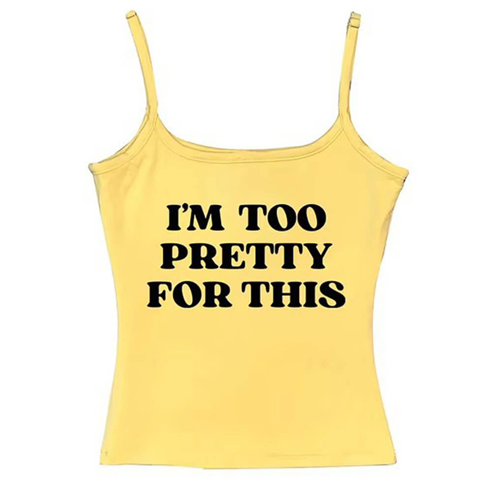 BLACK Y2K TANK TOP WITH PINK TEXT