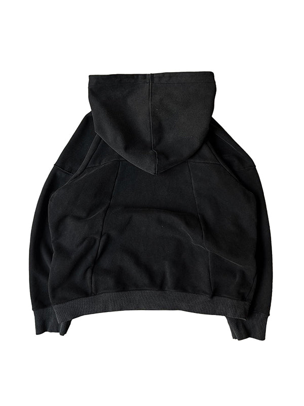 BLACK ZIP-UP HOODIE WITH GOTHIC LETTERING ECLECTIC FUSION HOODIE
