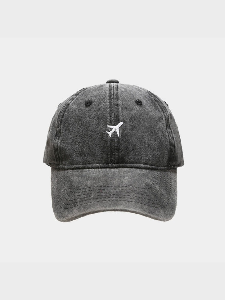 BLUE AIRPLANE EMBROIDERED BASEBALL CAP FOR OUTDOOR SUN PROTECTION
