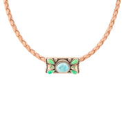 Legacy Lime Green and Blue Turquoise Braided Leather Necklace