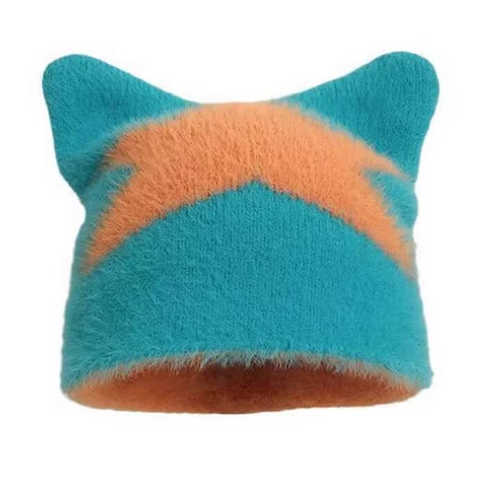 BLUE CAT EAR HAT WINTER HEADWEAR