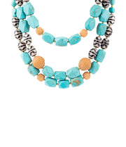 Tulum Blue Magnesite Golden Statement Necklace
