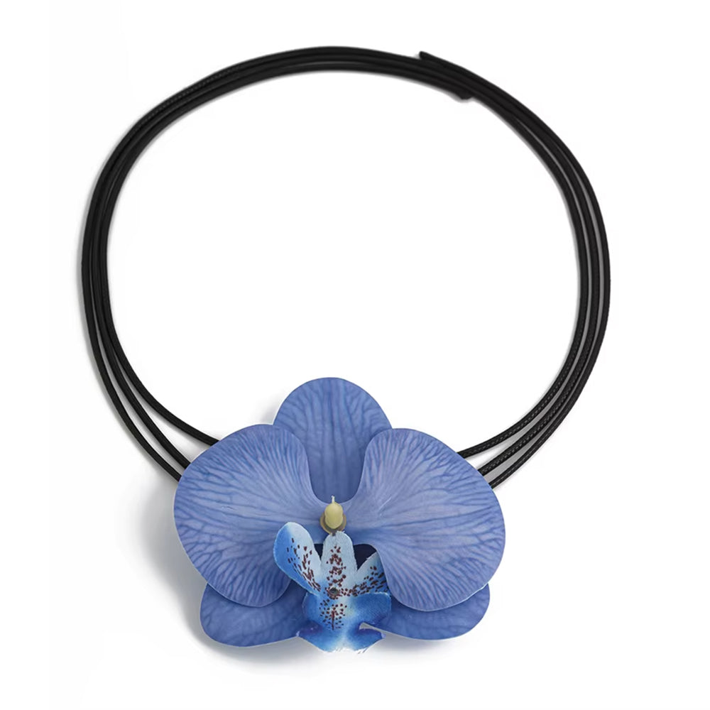 BLUE ORCHID HAIR TIE FLORAL ELEGANCE LAYERED