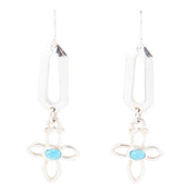 Blue Turquoise and Sterling Silver Cross Drop Earrings