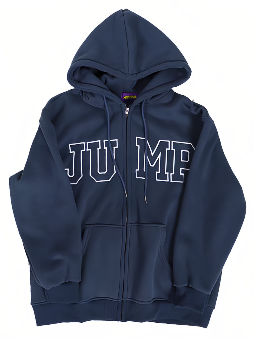 BLUE ZIP-UP HOODIE FOR MEN AND WOMEN, VERSATILE LOOSE HOODED LONG SLEEVE