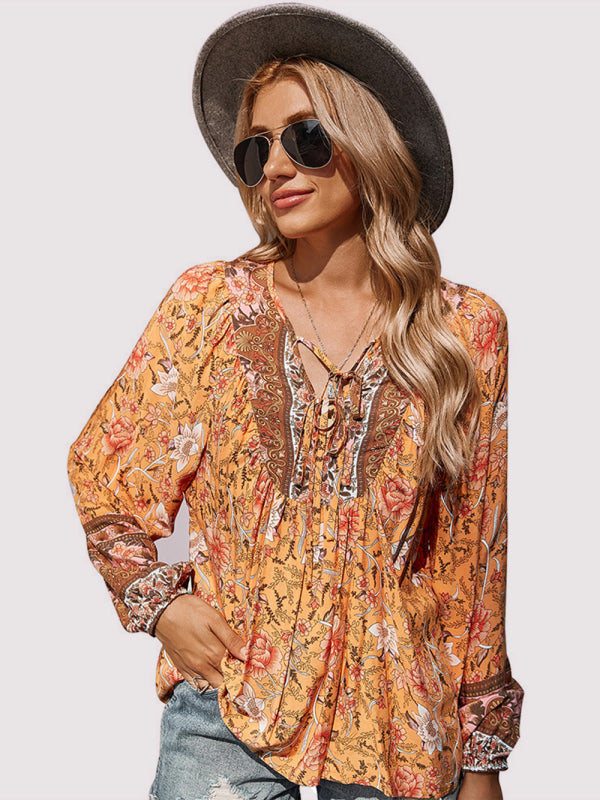 Bohemian Paisley Women’s Blouse - Orange / S
