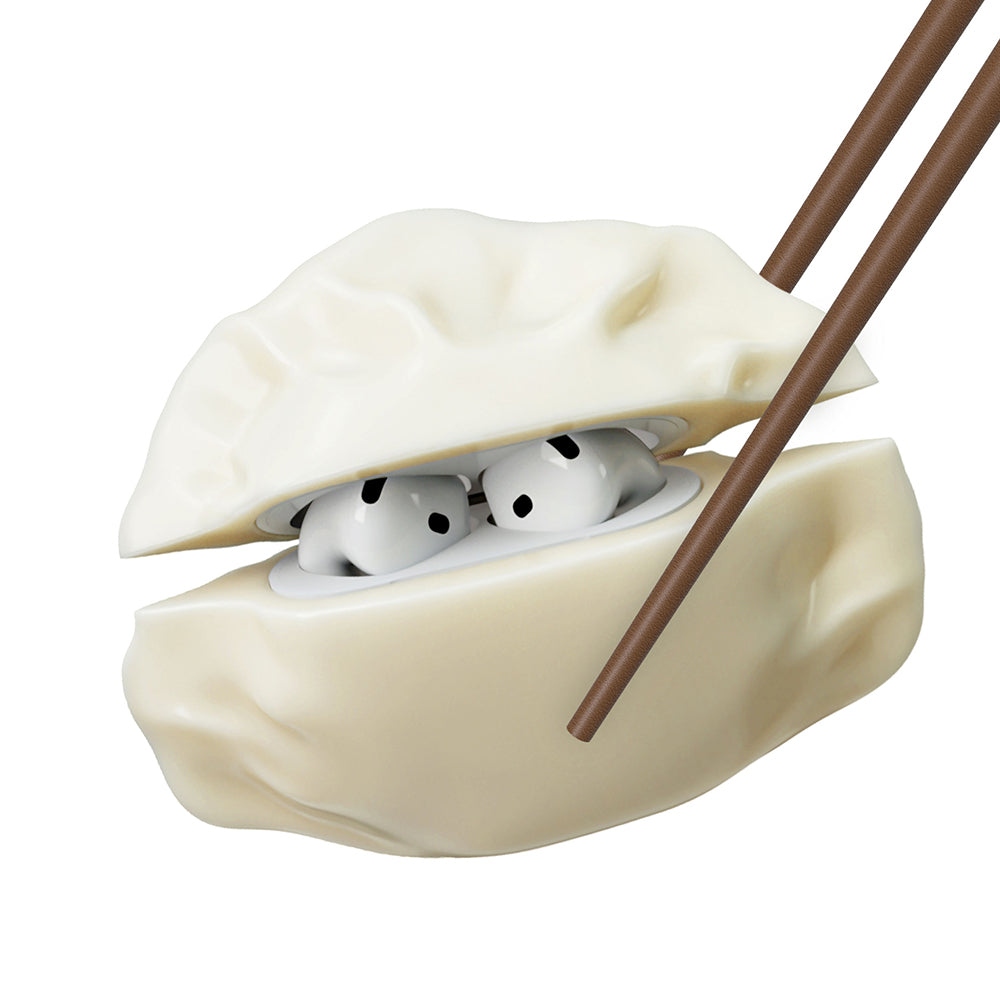 BONE-COLORED AIRPODS CASE WITH EMBEDDED EARBUD HOLDER
