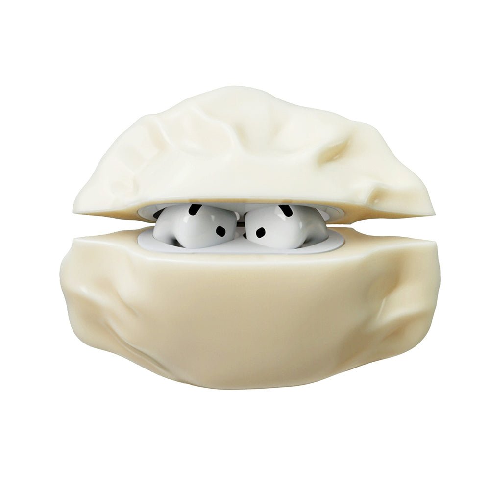 BONE-COLORED AIRPODS CASE WITH EMBEDDED EARBUD HOLDER