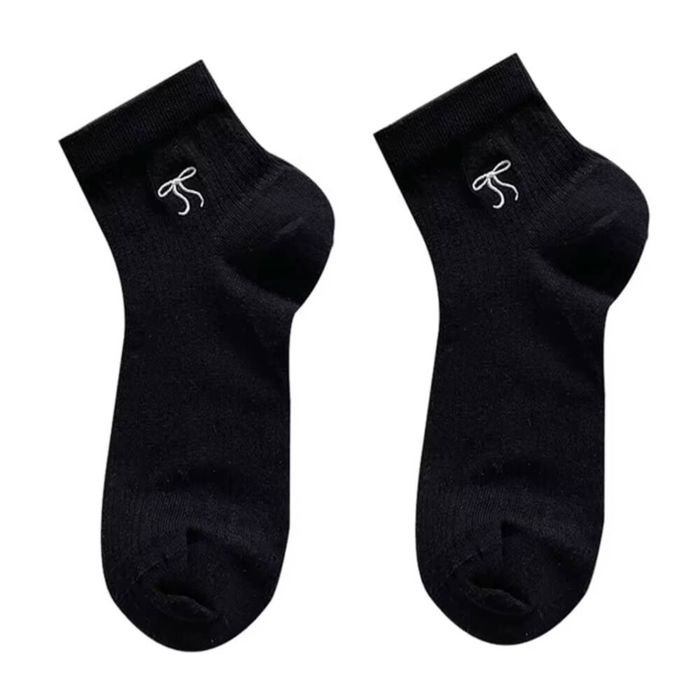 BOW ANKLE SOCKS BLACK PAIR