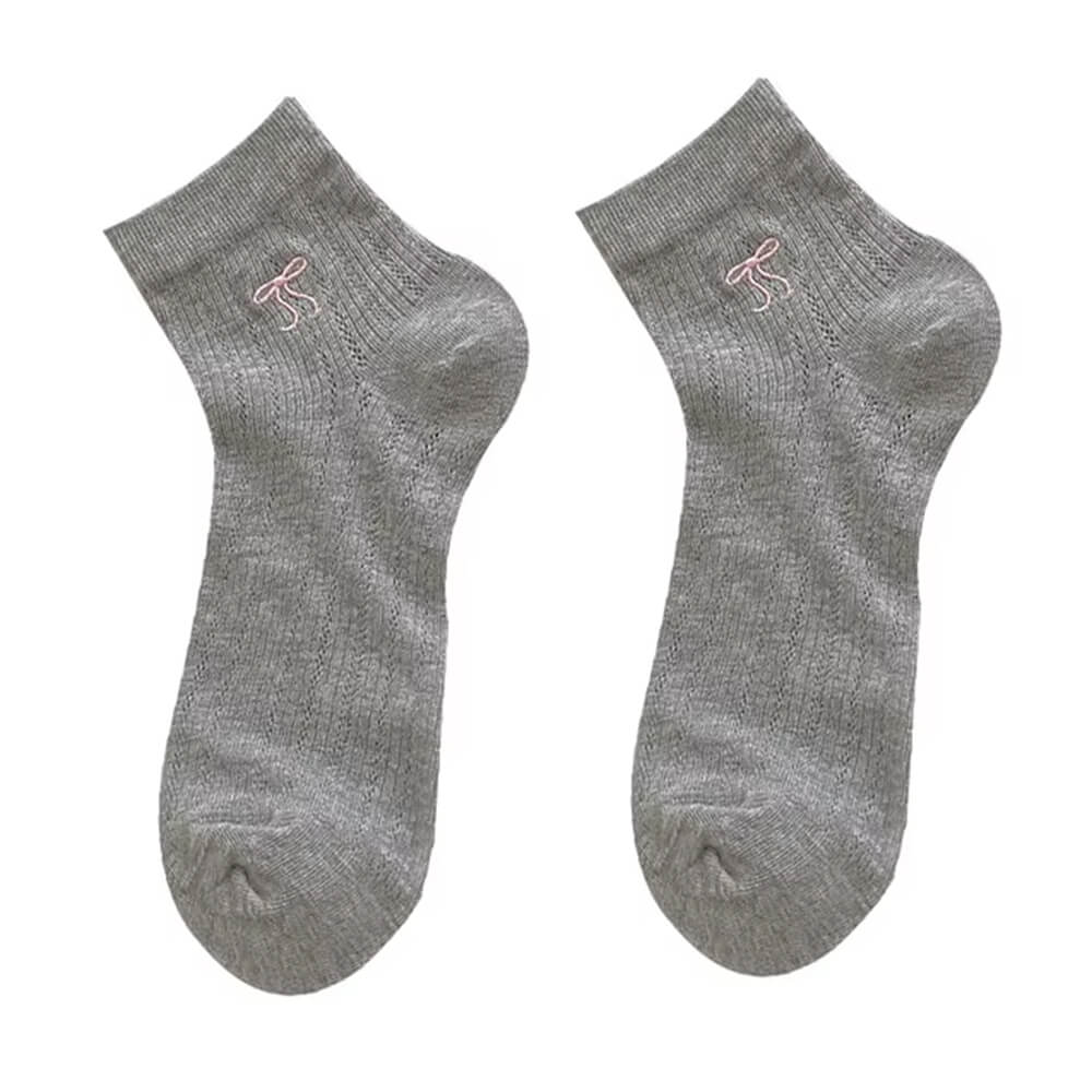 BOW ANKLE SOCKS BLACK PAIR
