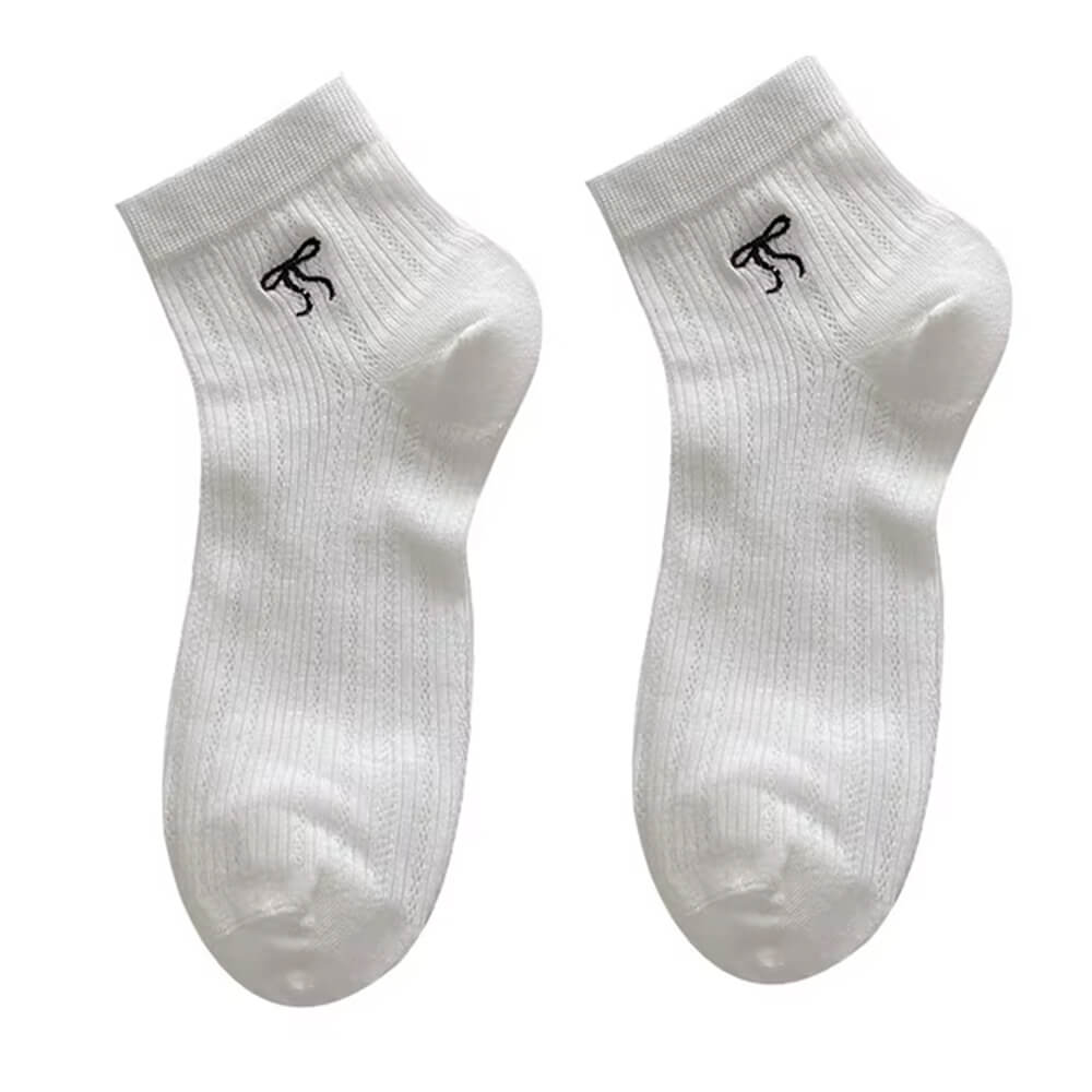 BOW ANKLE SOCKS BLACK PAIR
