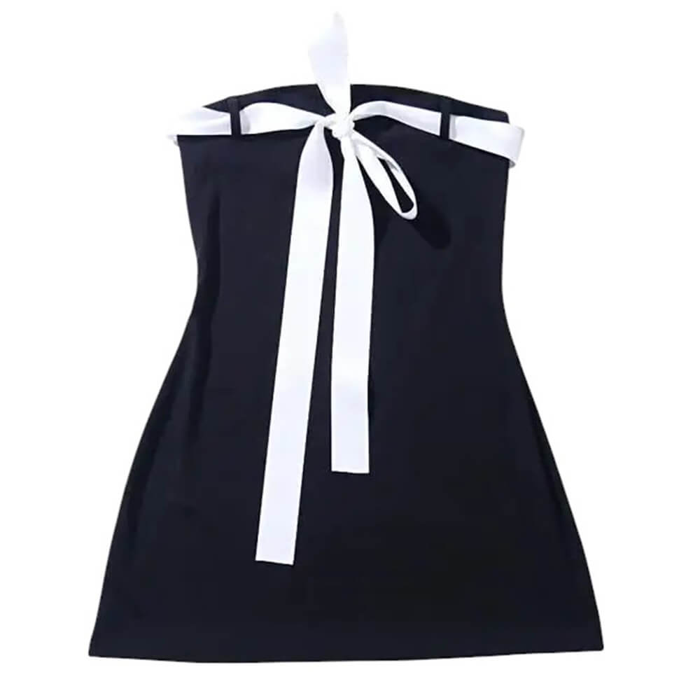 BOW BLACK MINI DRESS