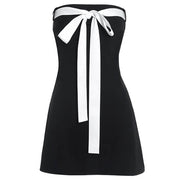 BOW BLACK MINI DRESS