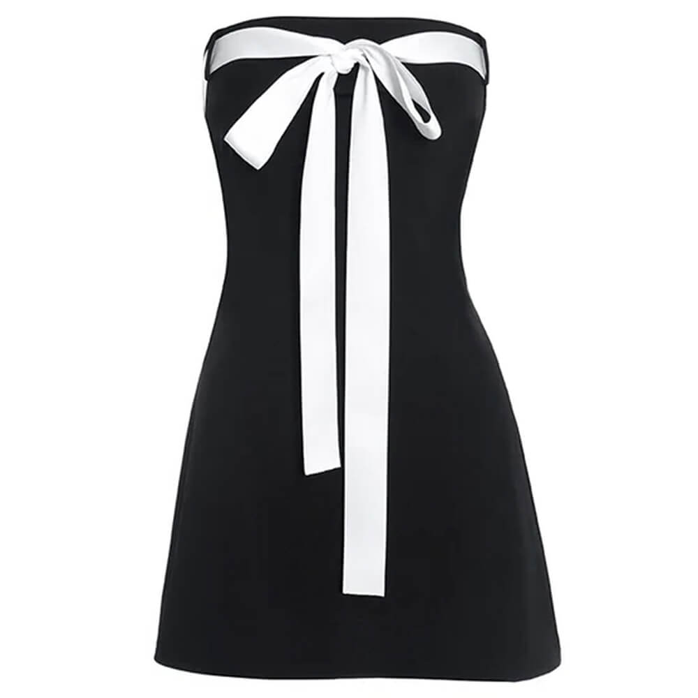 BOW BLACK MINI DRESS