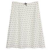 BOW DOT MIDI SKIRT: WHITE POLKA DOT