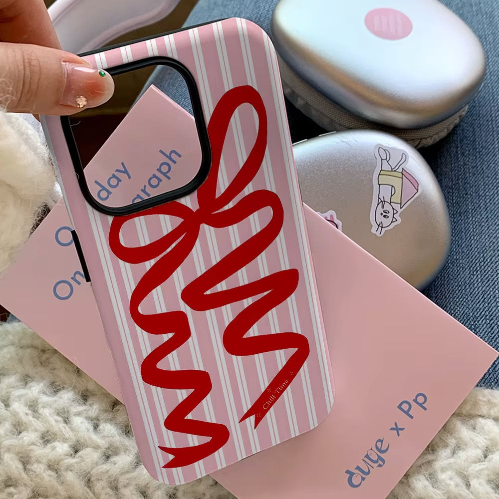 BOW RIBBON STRIPED IPHONE CASE STRIPED IPHONE ACCESSORY