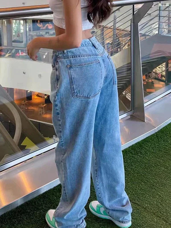 BOYFRIEND CUT JEANS - LIGHT-WASH COTTON BLEND BAGGY FIT