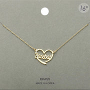 Brass Metal Baseball Heart Pendant Necklace