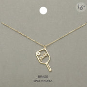 Brass Metal Pickleball Pendant Necklace