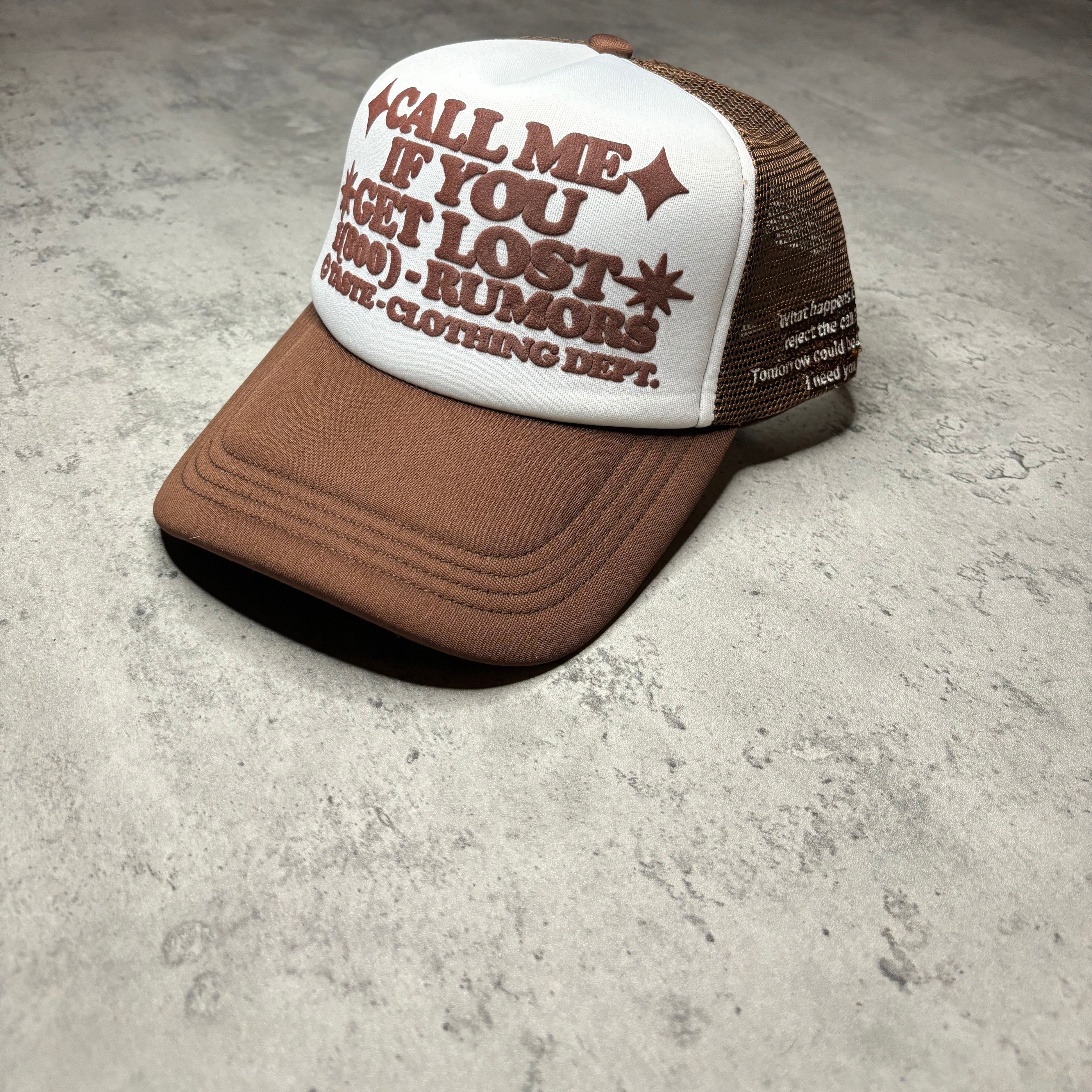 BROWN AND WHITE TRUCKER HAT LIMITED EDITION TRUCKER CAP