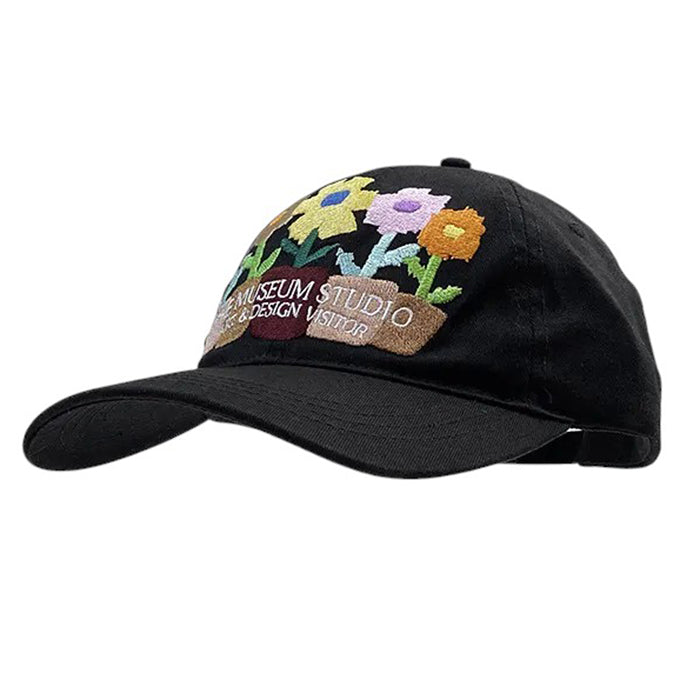 BROWN BASEBALL CAP CHARMING FLORAL EMBROIDERY