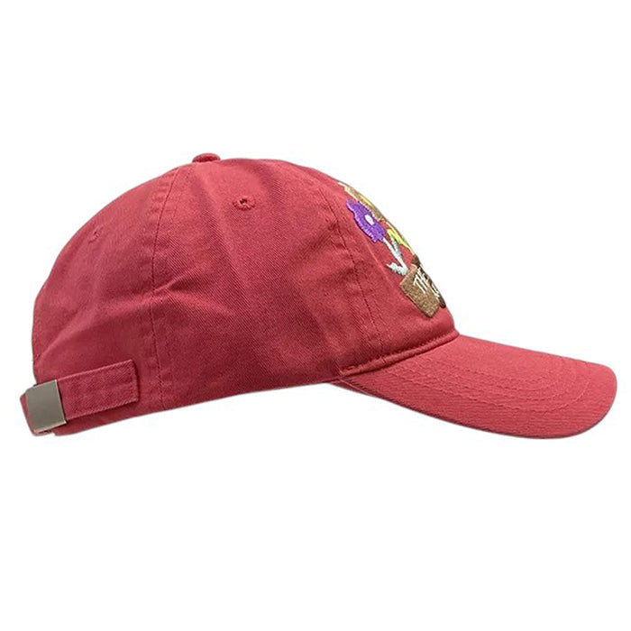 BROWN BASEBALL CAP CHARMING FLORAL EMBROIDERY