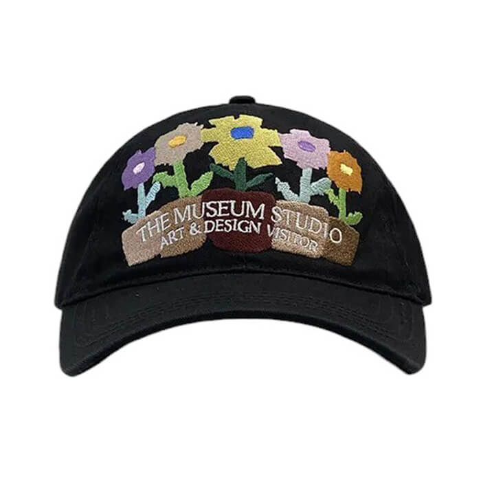BROWN BASEBALL CAP CHARMING FLORAL EMBROIDERY