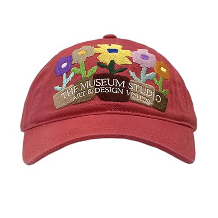 BROWN BASEBALL CAP CHARMING FLORAL EMBROIDERY