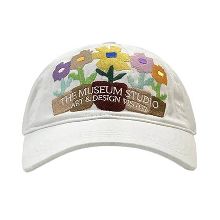 BROWN BASEBALL CAP CHARMING FLORAL EMBROIDERY