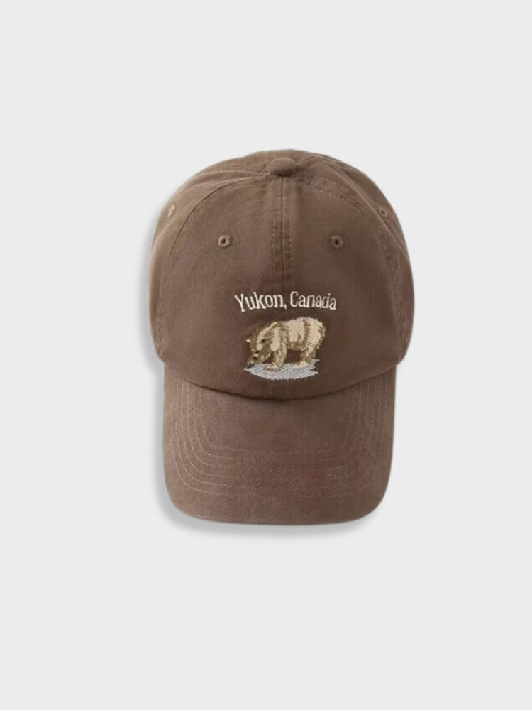 BROWN BASEBALL CAP WITH BEAR DESIGN - TRENDY HEADWEAR FOR OUTDOOR ACTIVITIES