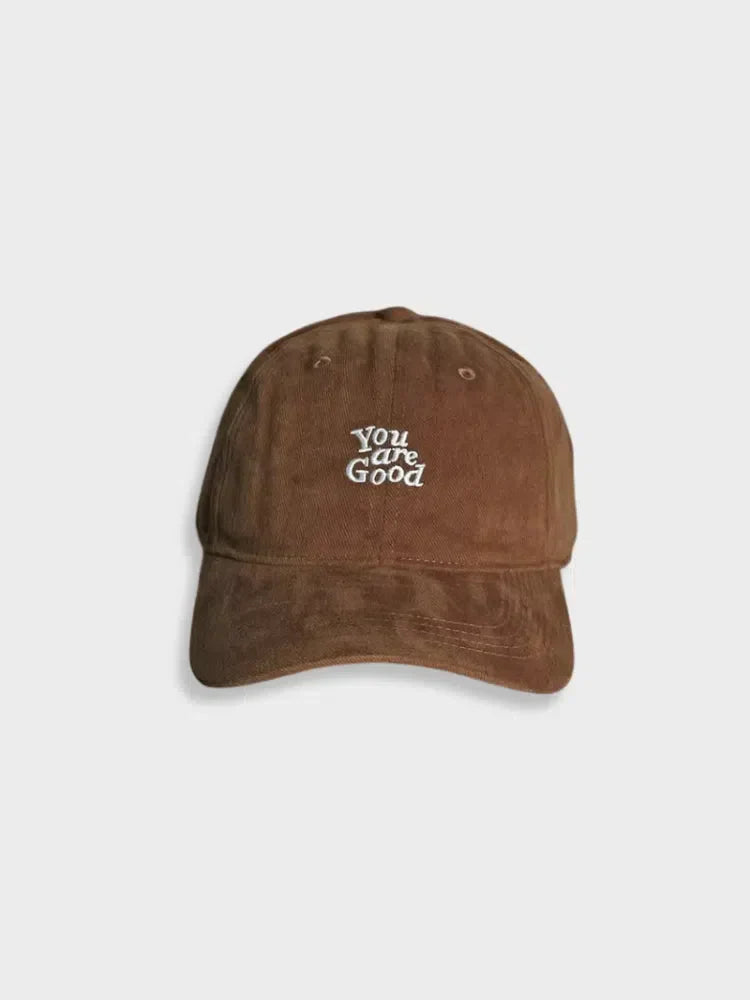 BROWN BASEBALL CAP WITH EMBROIDERED