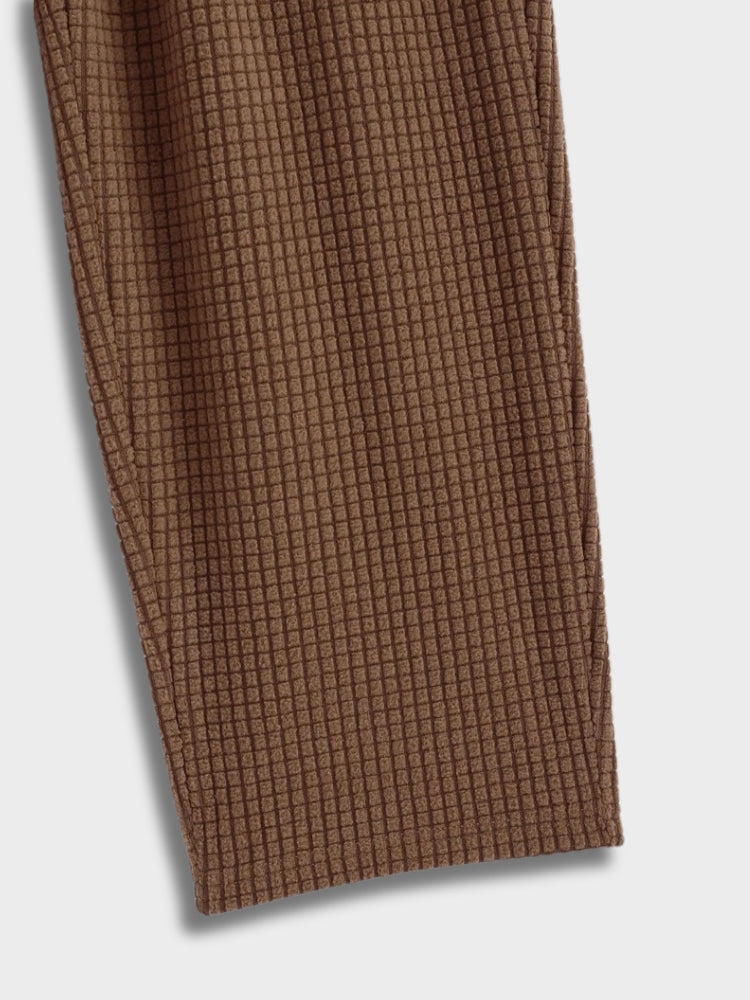 BROWN CHECKERED DRAWSTRING PANTS STYLISH CASUAL PANTS