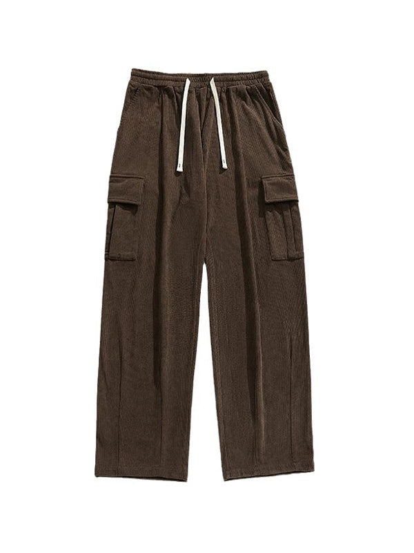 BROWN CORDUROY CARGO PANTS WITH FLAP POCKETS IN CARGO STYLE