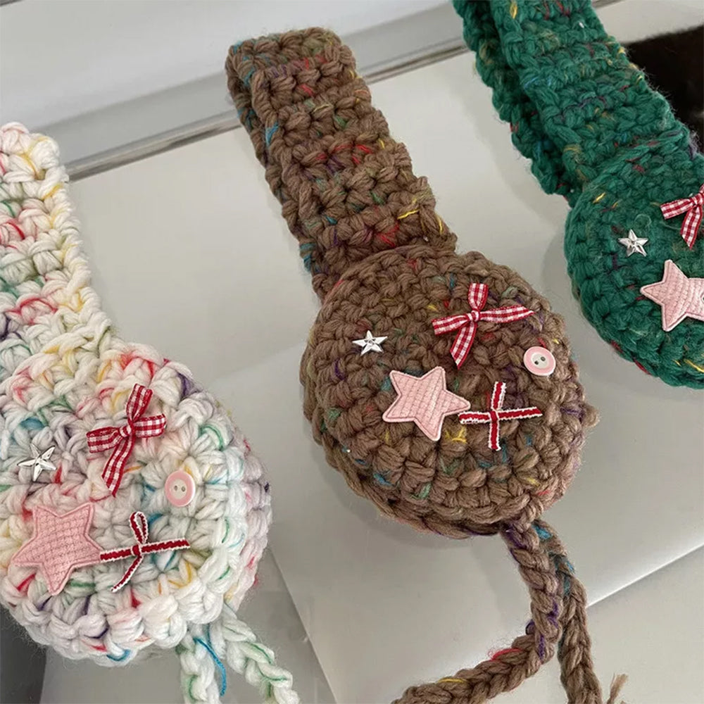 BROWN EARMUFFS STAR GIRL CROCHET HIGH-QUALITY ACRYLIC